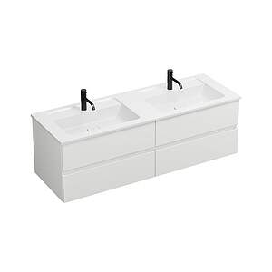 Burgbad Bel Doppelwaschtisch und Waschtischunterschrank mit 4 Auszügen, Weiß Solid Matt; SEMV142F2077 