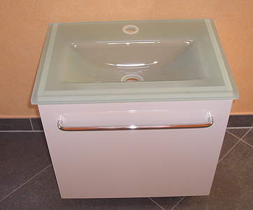 Dirano dimara setto Waschtischunterschrank 50cm Polymerglas Kaschmir hochglänzend, Türanschlag rechts; DAWUSB050NO 