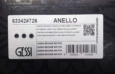 Gessi Anello Fertigmontagset 63342 Metall Schwarz PVD, UP-Wannenmischer; 63342706 