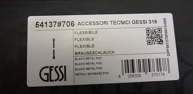 Gessi Dusche316 Brauseschlauch 150cm schwarz matt/Metall Schwarz PVD; 54137706 