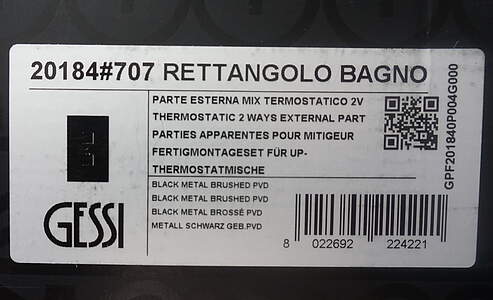 Gessi Rettangolo Fertigmontageset UP-Thermostat 1-Weg Messing PVD; 20182710 