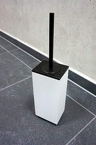 Gessi Rettangolo WC-Bürstengarnitur Standversion 20843 Metall Schwarz PVD, Behälter weiß; 20843706 