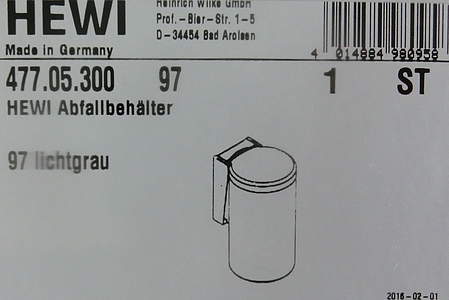 Hewi Serie 477 Abfallbehälter anthrazitgrau; 477.05.300-92 